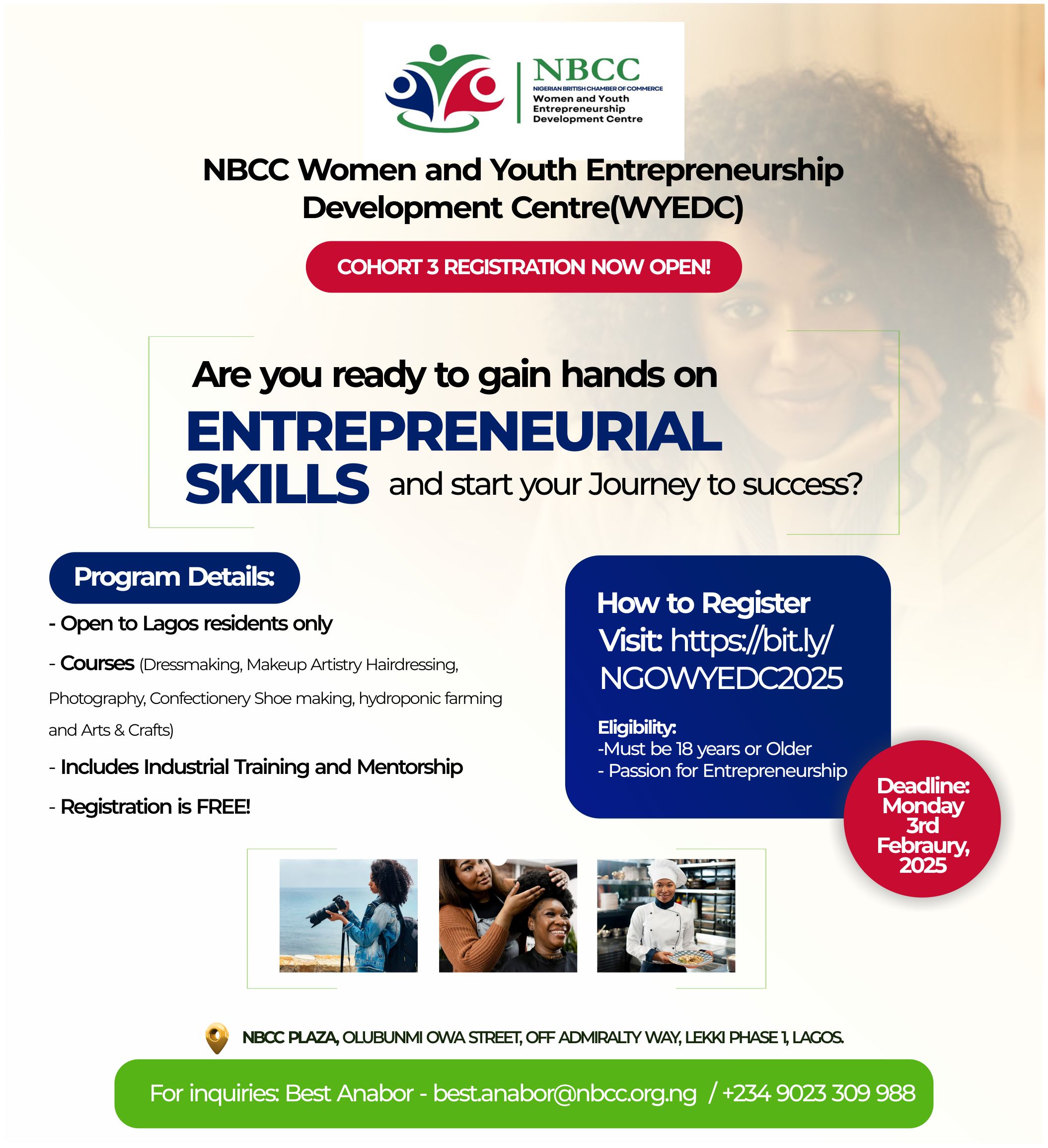 The Nigerian-British Chamber of Commerce - NBCC Women and Youth Entrepreneurship Development  Center Kicks Off Cohort 3 Campaign